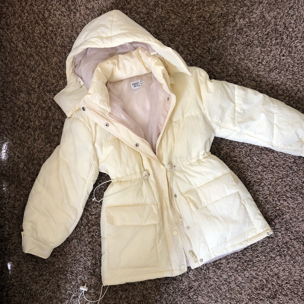 Princess Polly White Puffer Coat
